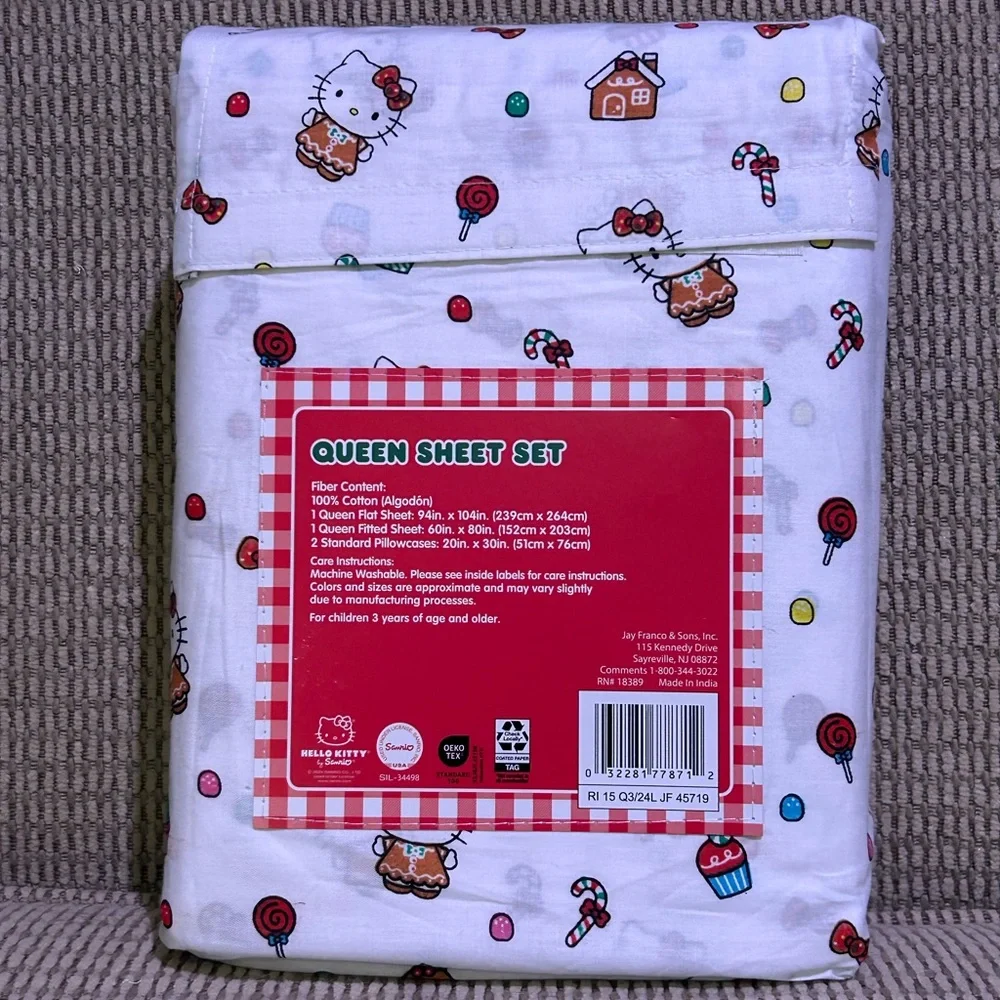Hello Kitty Sweet Treats 4 Piece Queen Sheet Set Made By Sanrio NWTS